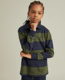 Polo às riscas manga comprida