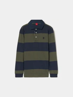 Polo às riscas manga comprida