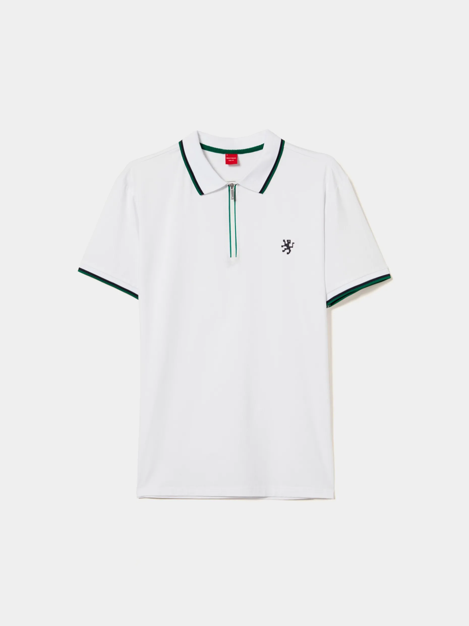 Polo slim fit com fecho e riscas