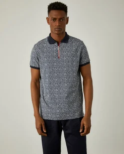 Polo slim fit com padrão de flores