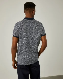 Polo slim fit com padrão de flores