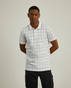 Polo slim fit com padrão quadrados