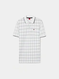 Polo slim fit com padrão quadrados