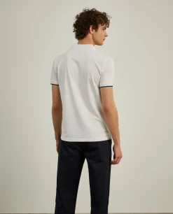 Polo slim fit com riscas a contraste