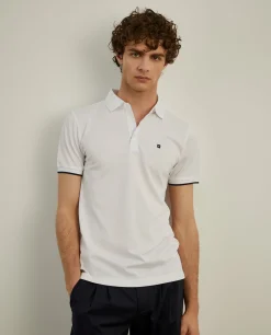 Polo slim fit com riscas a contraste