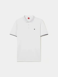 Polo slim fit com riscas a contraste