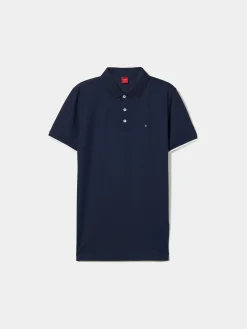 Polo slim fit com riscas a contraste