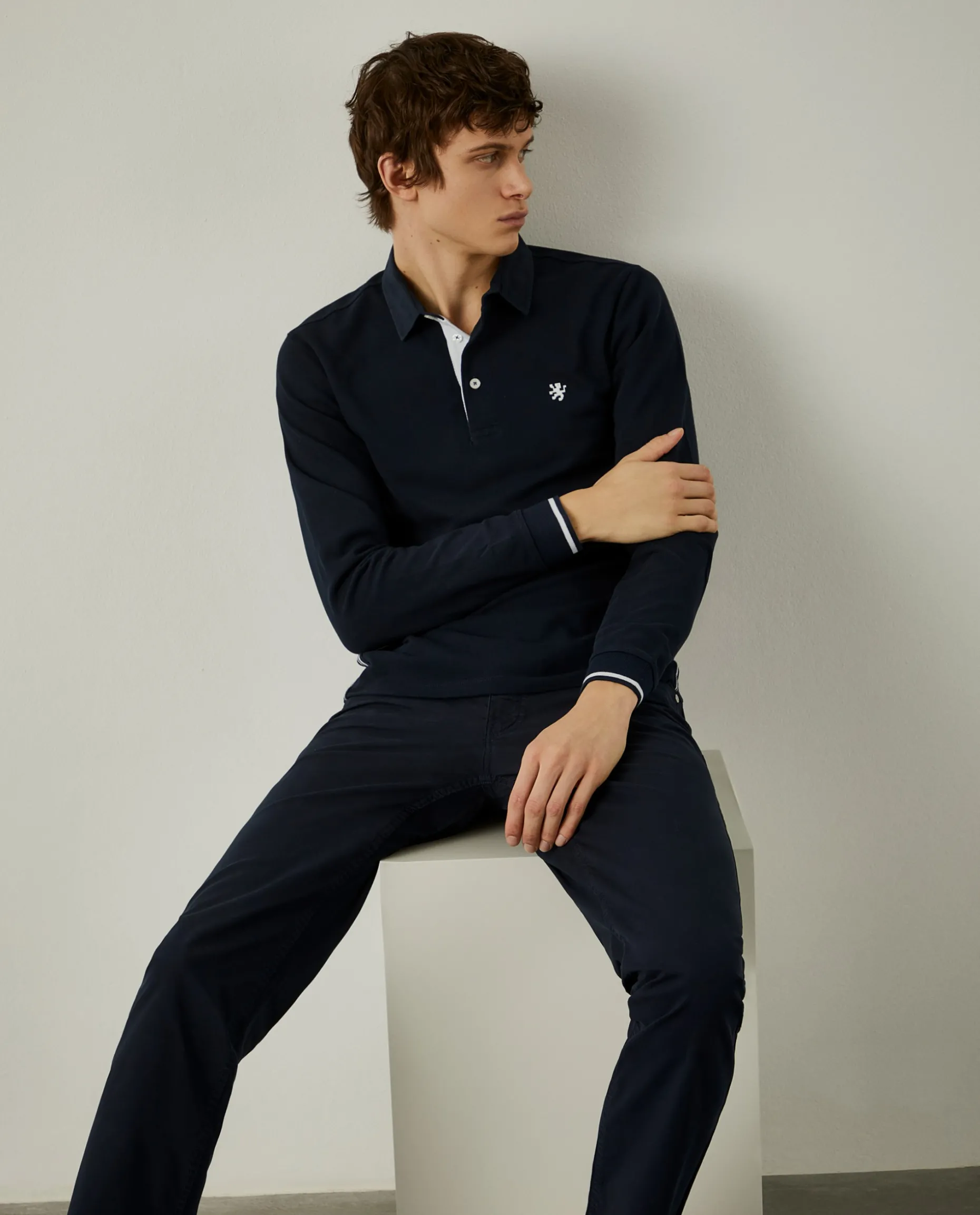 Polo slim fit de manga comprida