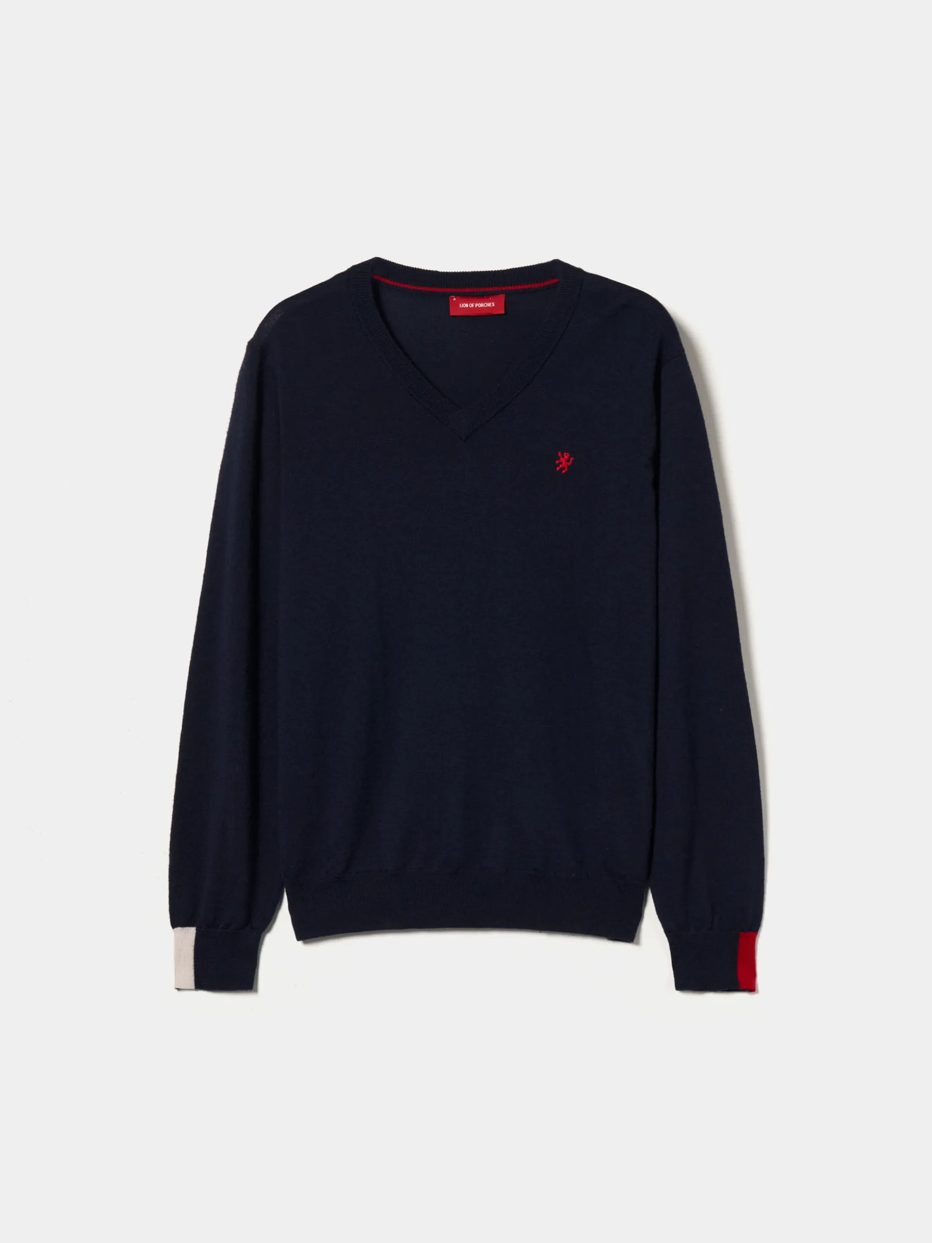 Pullover de lã com decote em V