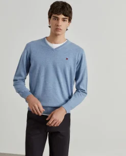 Pullover de lã decote em bico