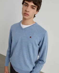 Pullover de lã decote em bico