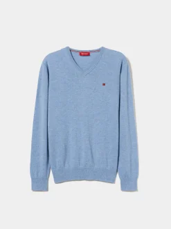 Pullover de lã decote em bico