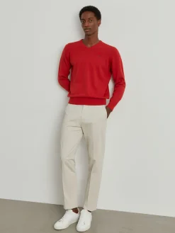 Pullover de lã decote em V