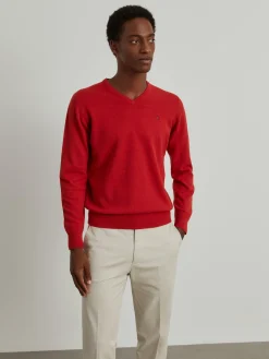 Pullover de lã decote em V