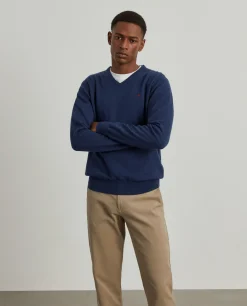 Pullover de lã decote em V