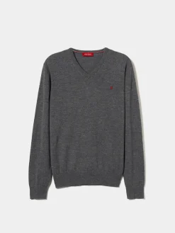 Pullover de lã decote em V