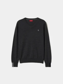 Pullover de lã decote em V