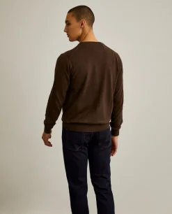 Pullover decote em V de algodão e caxemira