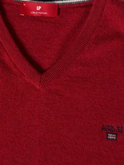 Pullover decote em V mistura de lã