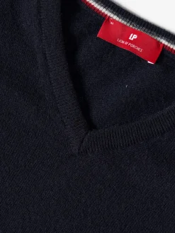 Pullover decote em V mistura de lã