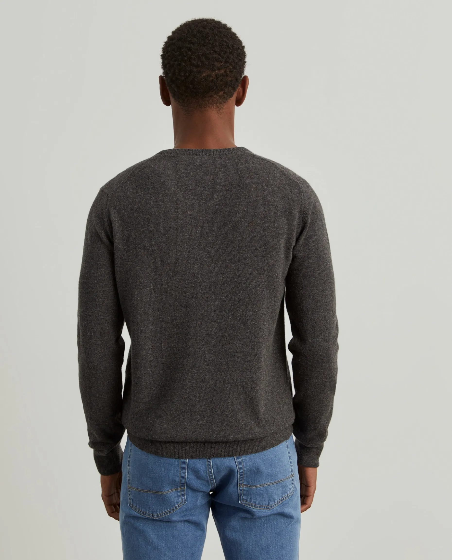 Pullover decote em V mistura de lã