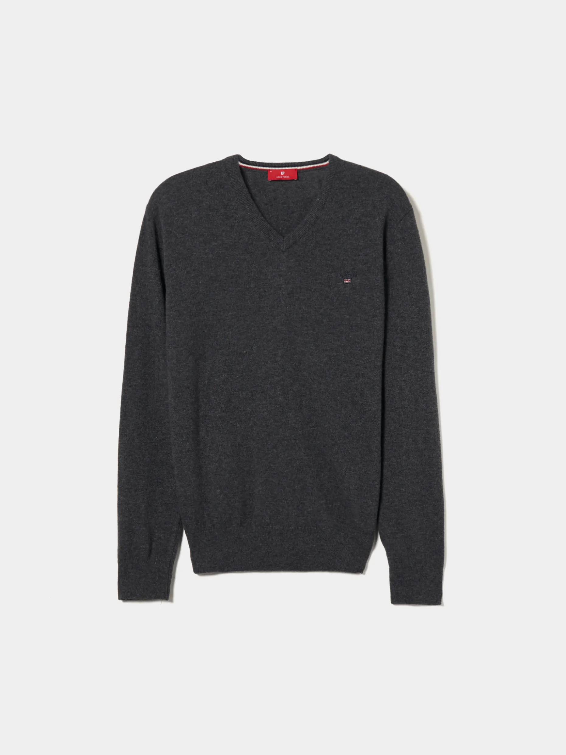 Pullover decote em V mistura de lã