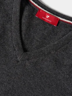 Pullover decote em V mistura de lã