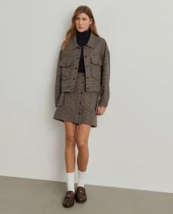 Saia curta em fazenda com padrão pata de galo