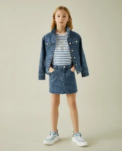 Saia denim com monograma