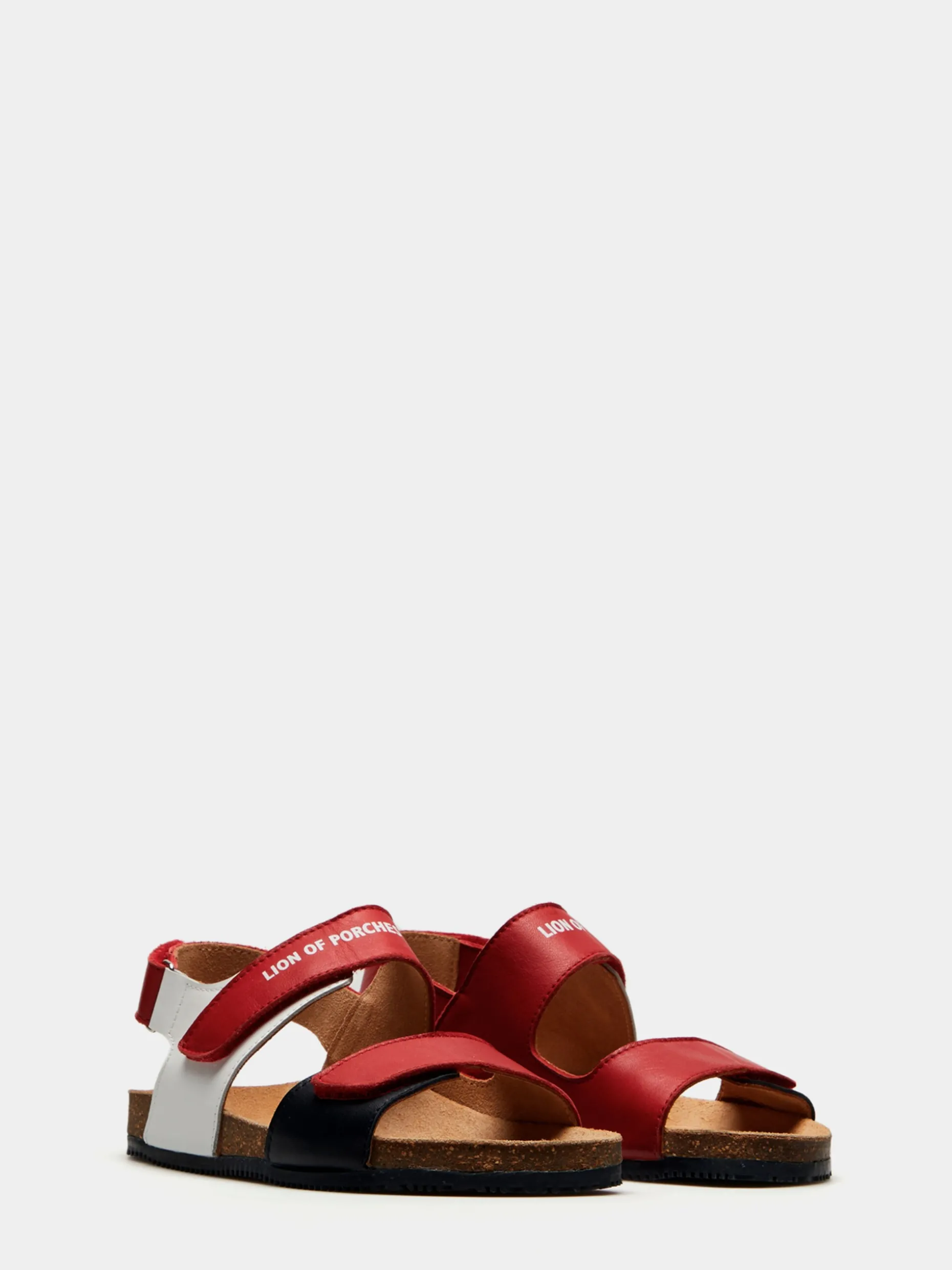 Sandália de tiras tricolor em pele