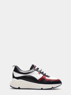 Sapatilha tricolor em pele