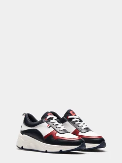 Sapatilha tricolor em pele