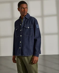 Sobrecamisa para homem regular fit em denim e com bolsos