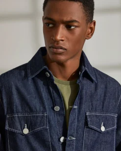 Sobrecamisa para homem regular fit em denim e com bolsos