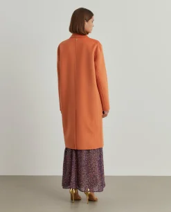 Sobretudo comprido de trespasse em lã