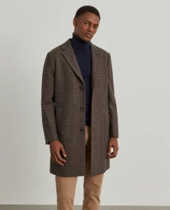 Sobretudo comprido padrão pied de poule