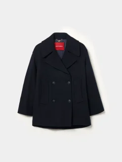 Sobretudo cruzado oversize mistura de lã