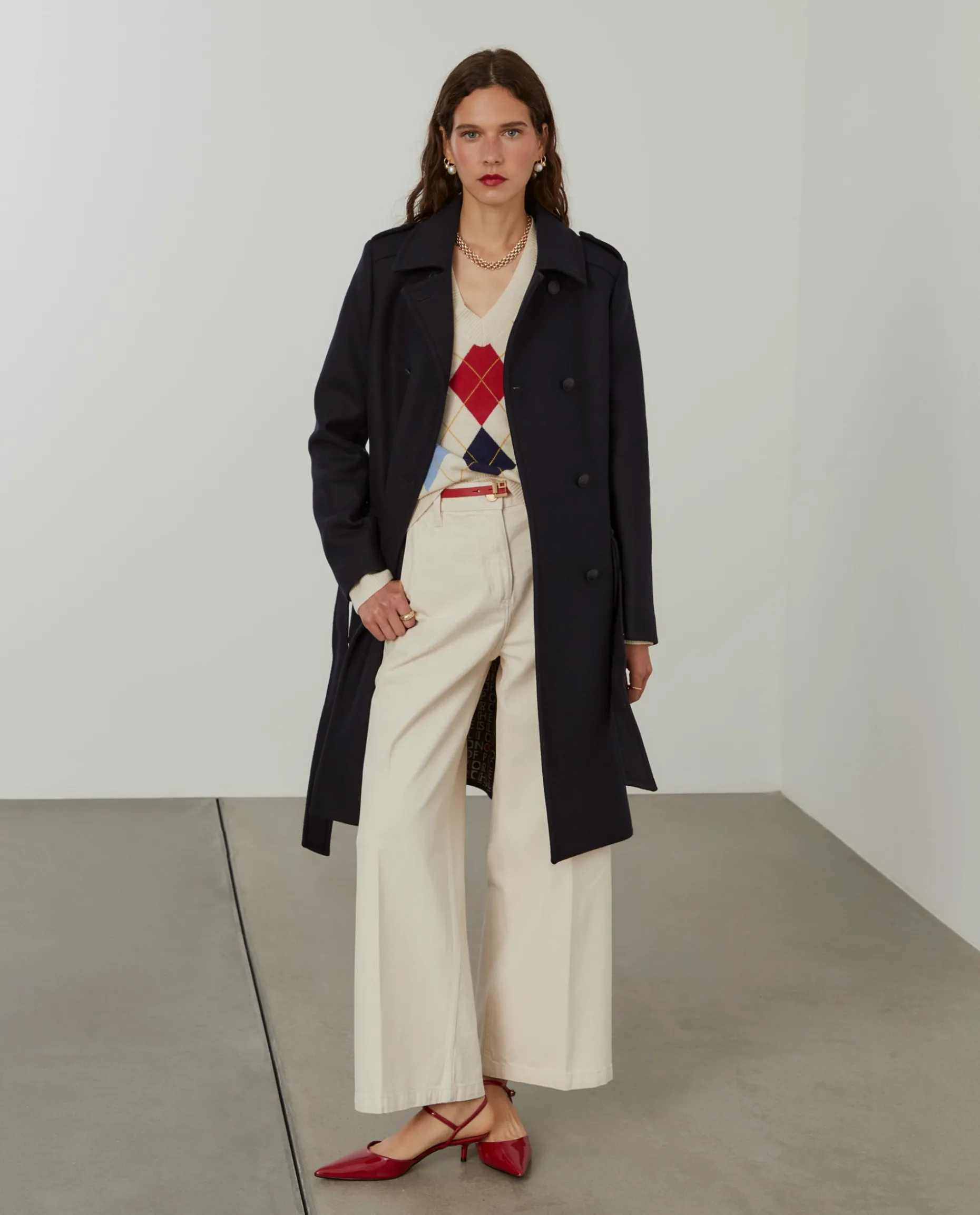 Sobretudo de lã com trespasse