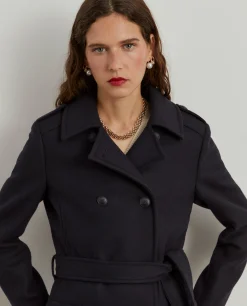 Sobretudo de lã com trespasse