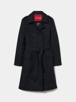 Sobretudo de lã com trespasse