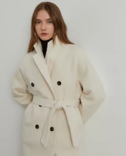 Sobretudo de trespasse com cinto