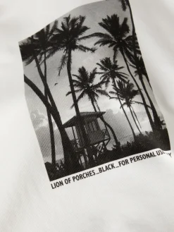 Sweater com capuz e estampado tropical