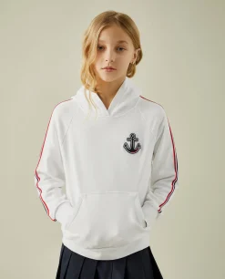 Sweater com capuz e riscas em contraste