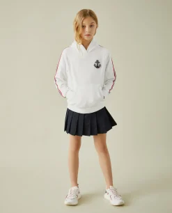 Sweater com capuz e riscas em contraste