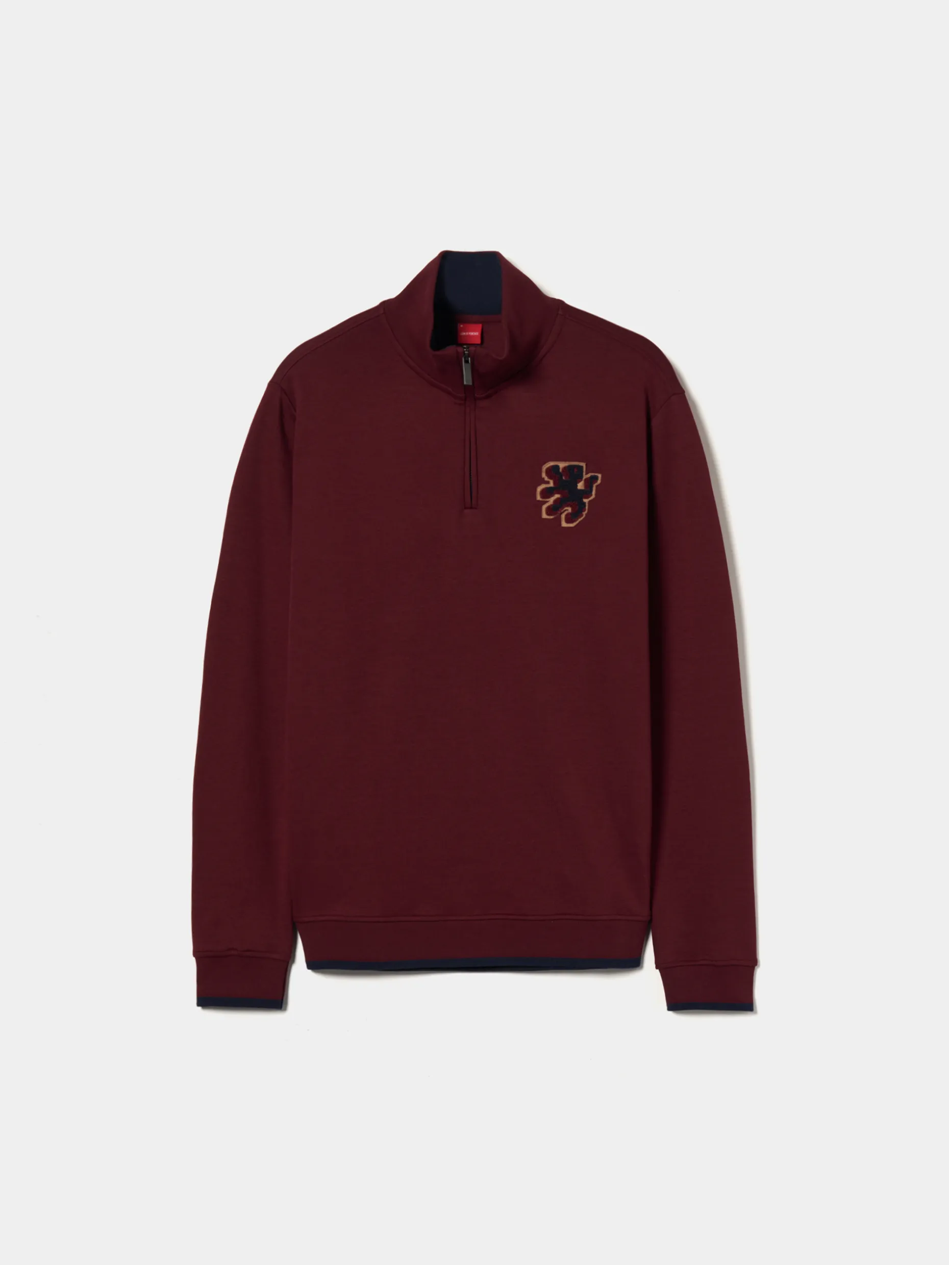 Sweater com fecho e riscas em contraste