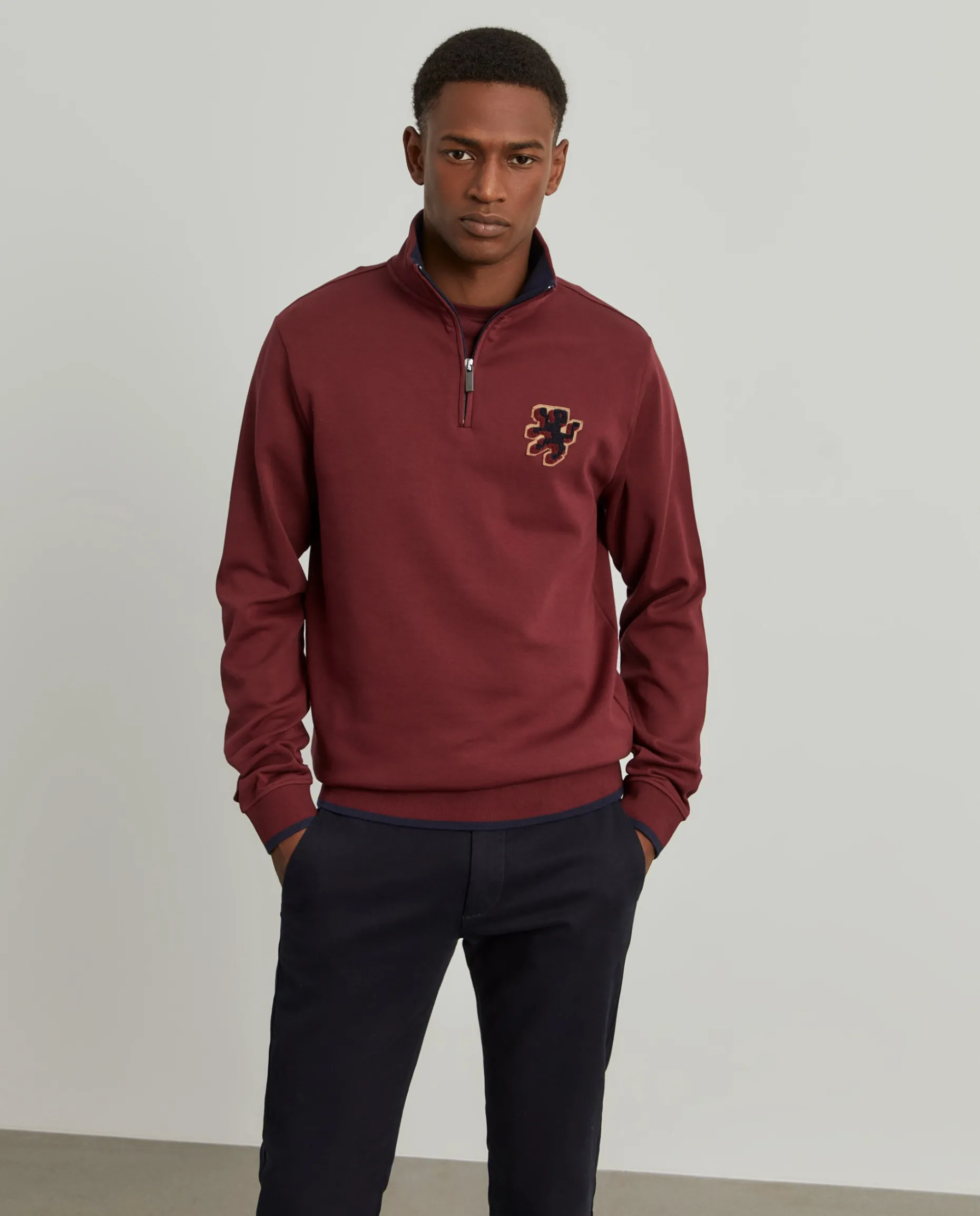 Sweater com fecho em algodão