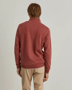 Sweater de algodão com botões e meio fecho