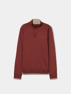 Sweater de algodão com botões e meio fecho