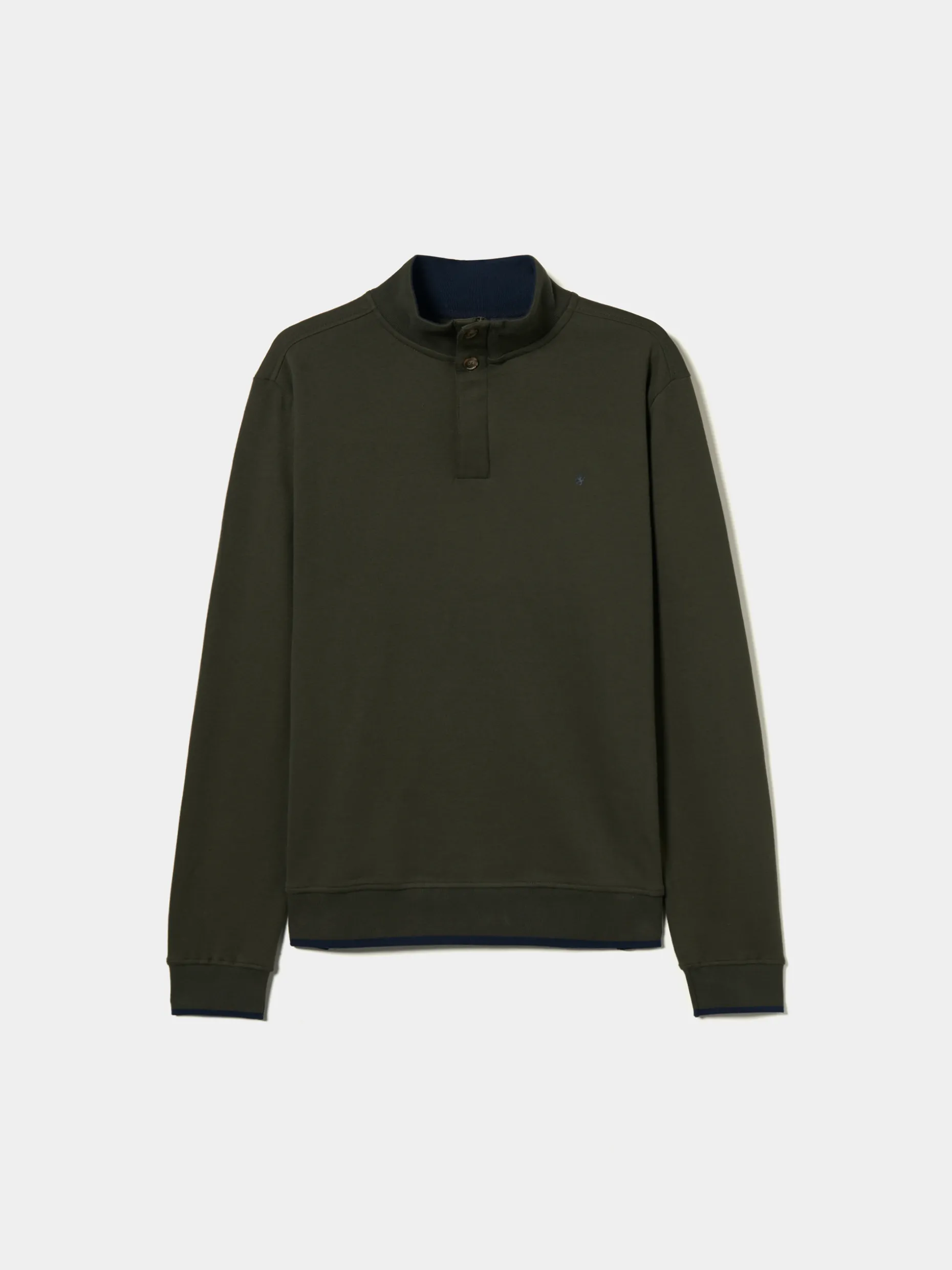 Sweater de algodão com botões e meio fecho