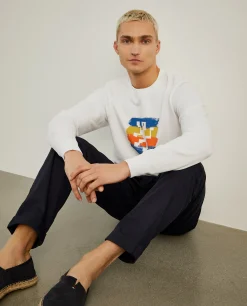 Sweater de gola redonda com estampado